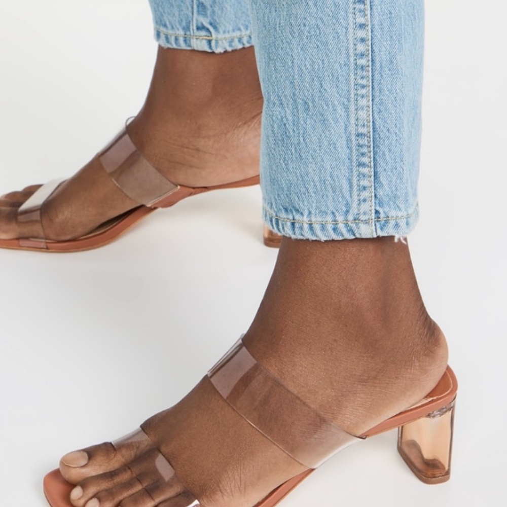 Clear Strap Block Heel Sandals Size 6/7